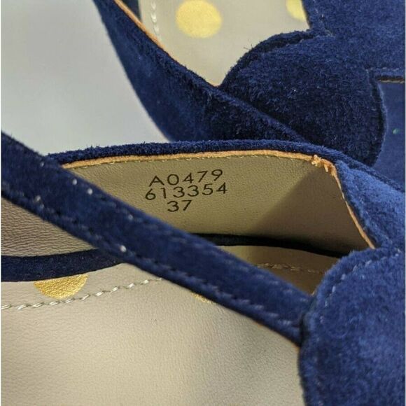 Boden Cecile Blue Heels Size 37 Blue Suede Leather - Picture 4 of 5